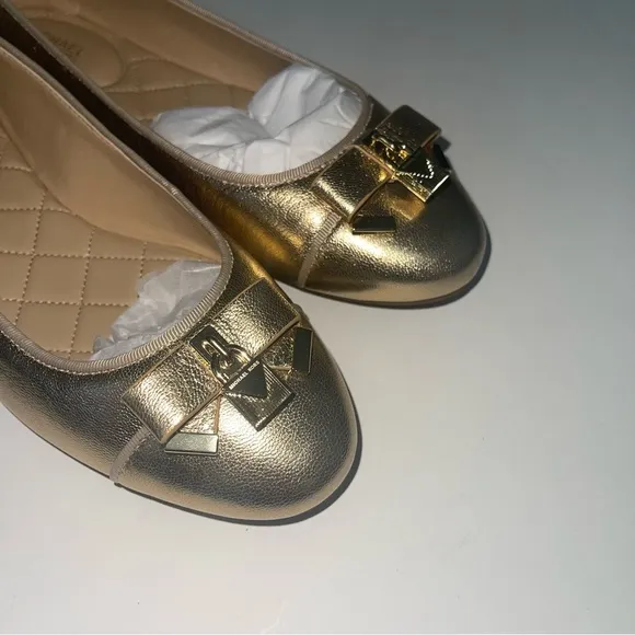 Michael Kors Alice Ballet Flats In Metallic Gold Color - Size 8.5 - New In Box
