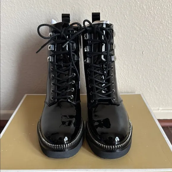 Michael Kors Black Haskell Platform Combat Boots