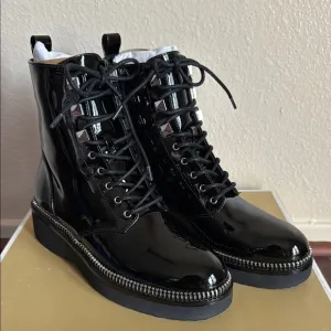 Michael Kors Black Haskell Platform Combat Boots
