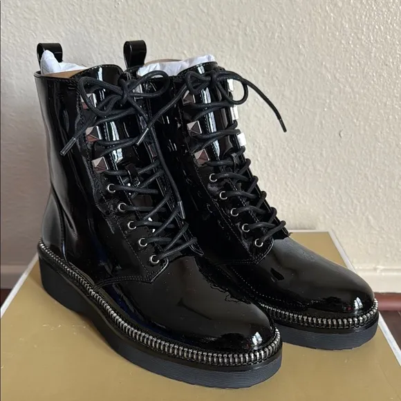 Michael Kors Black Haskell Platform Combat Boots