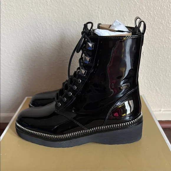 Michael Kors Black Haskell Platform Combat Boots