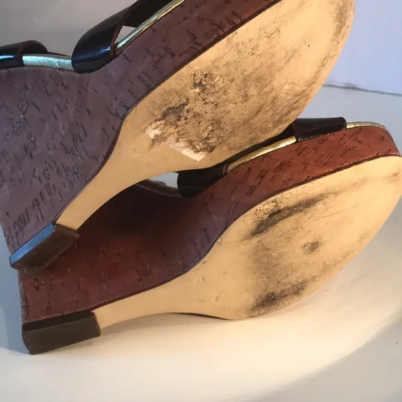 Michael Kors Brown Patent Leather Wedges Size 7
