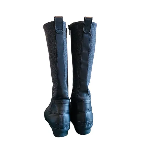 Michael Kors Easton Flannel and Rubber Rain Boot Black Gray Size 9