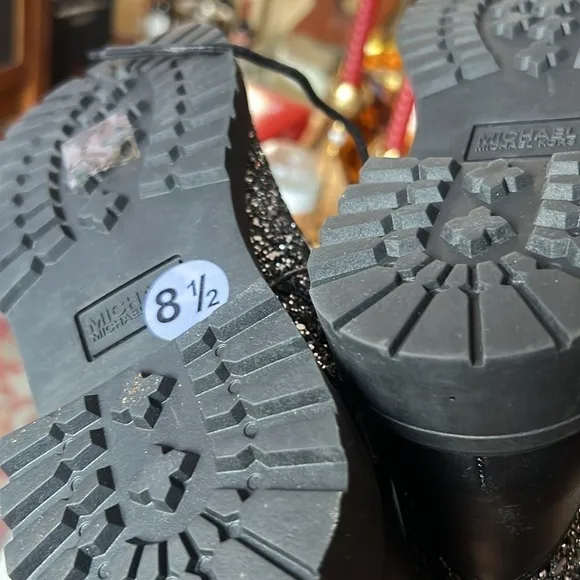 Michael Kors Glitter  NEW combat Boots, size 8.5 , runs a little roomy