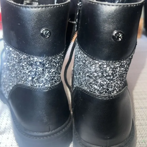 Michael Kors Glitter  NEW combat Boots, size 8.5 , runs a little roomy