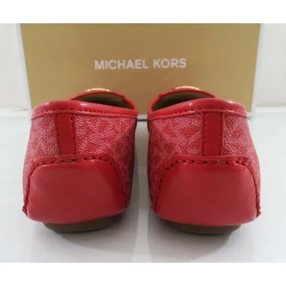 Michael Kors Lillie Moccasin Flat Shoes Mini MK Logo Crimson Red Size 7
