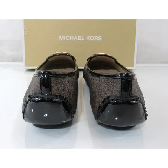 Michael Kors Lillie Moccasin Flat Shoes MK Signature Logo Brown