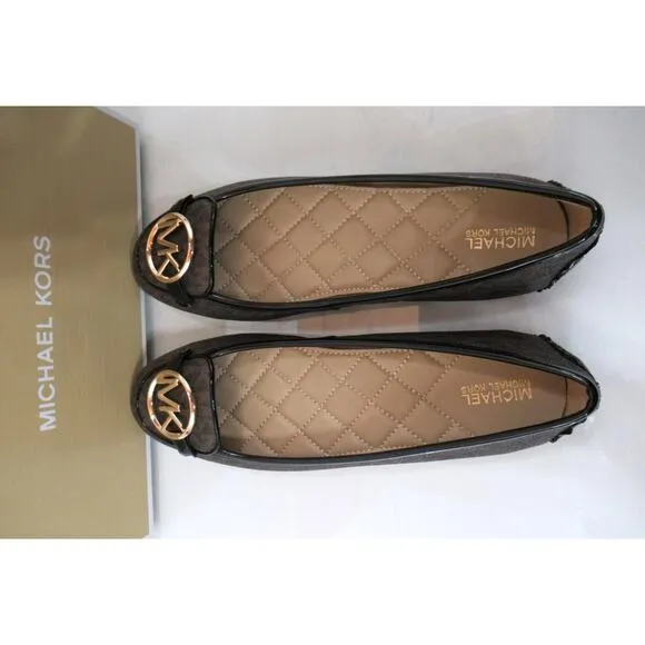Michael Kors Lillie Moccasin Flat Shoes MK Signature Logo Brown