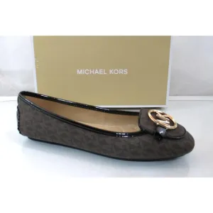 Michael Kors Lillie Moccasin Flat Shoes MK Signature Logo Brown
