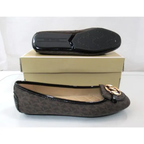 Michael Kors Lillie Moccasin Flat Shoes MK Signature Logo Brown