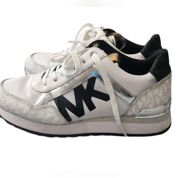 Michael Kors Maddy Two-Tone Logo Trainer Bright White