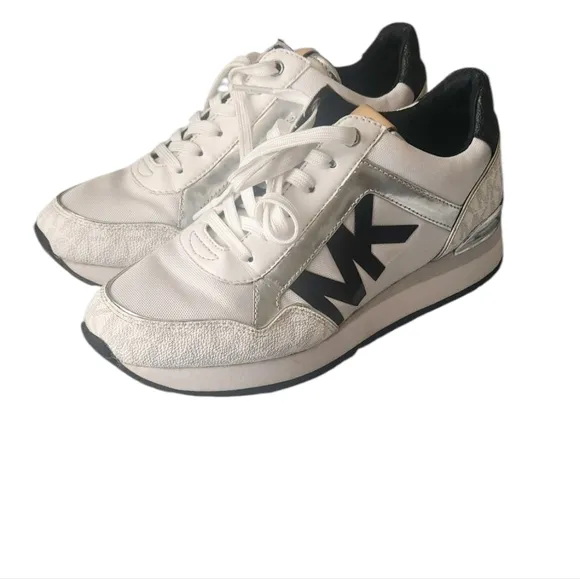 Michael Kors Maddy Two-Tone Logo Trainer Bright White