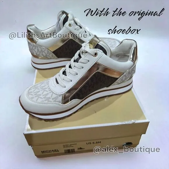 Michael Kors Maddy Two-Tone Logo Trainer Shoes(F008) - Size 5.5 for Women