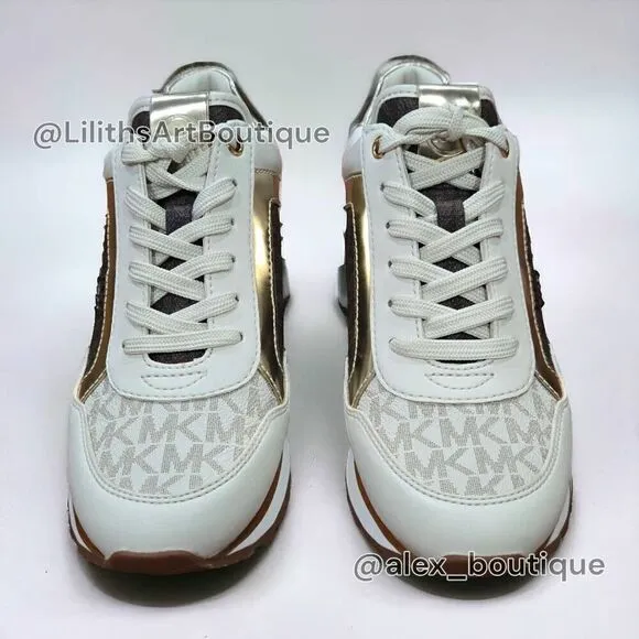 Michael Kors Maddy Two-Tone Logo Trainer Shoes(F008) - Size 5.5 for Women