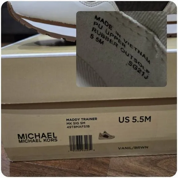 Michael Kors Maddy Two-Tone Logo Trainer Shoes(F008) - Size 5.5 for Women
