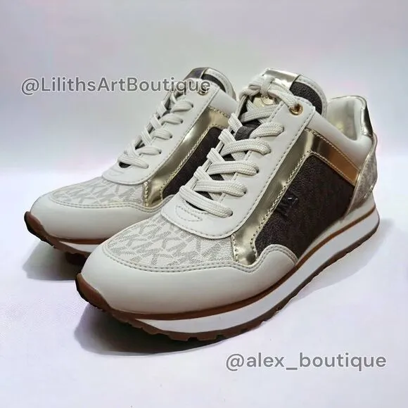 Michael Kors Maddy Two-Tone Logo Trainer Shoes(F008) - Size 5.5 for Women