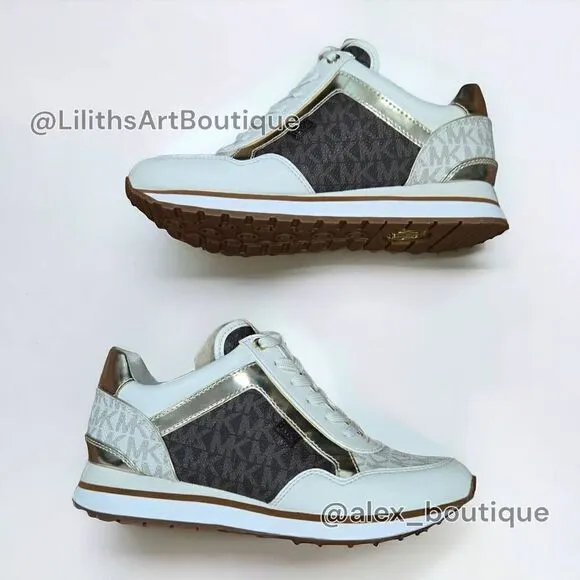 Michael Kors Maddy Two-Tone Logo Trainer Shoes(F008) - Size 5.5 for Women