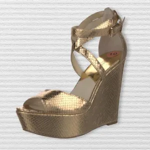 Michael Kors Ankle Strap Snake Gold Platform Wedges Floor Sample