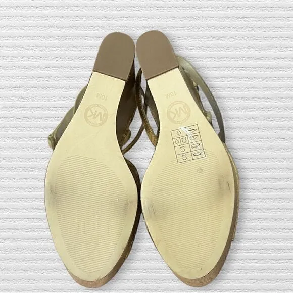 Michael Kors Ankle Strap Snake Gold Platform Wedges Floor Sample