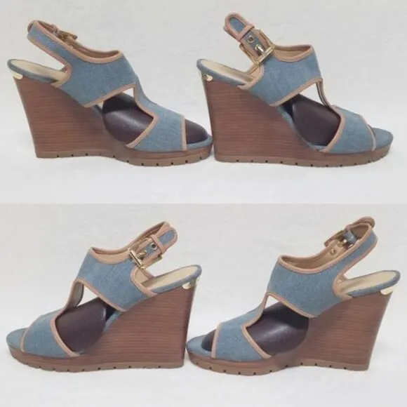 MICHAEL Michael Kors Gillian Washed Denim Wedges
