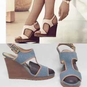 MICHAEL Michael Kors Gillian Washed Denim Wedges