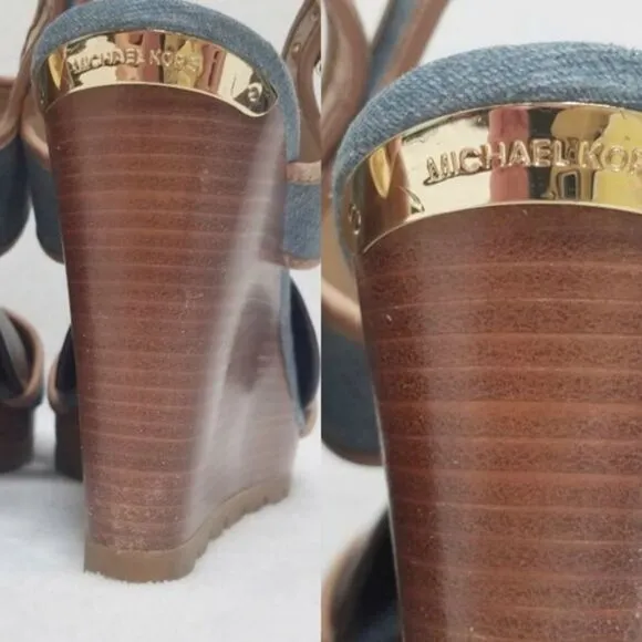 MICHAEL Michael Kors Gillian Washed Denim Wedges