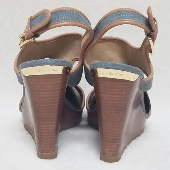 MICHAEL Michael Kors Gillian Washed Denim Wedges