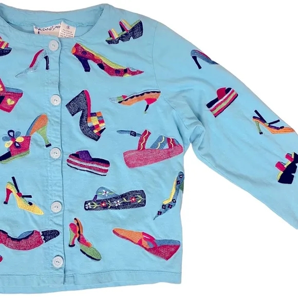 Michael Simon Vintage Jacket Y2K Blue w/ Embroidered Shoes Women’s Size Small