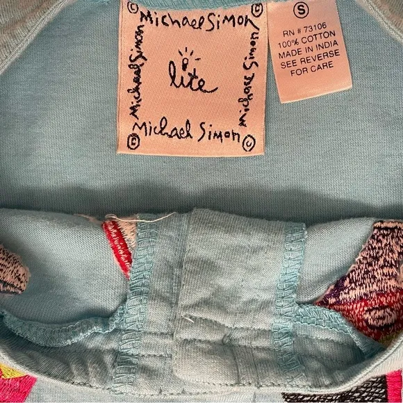 Michael Simon Vintage Jacket Y2K Blue w/ Embroidered Shoes Women’s Size Small