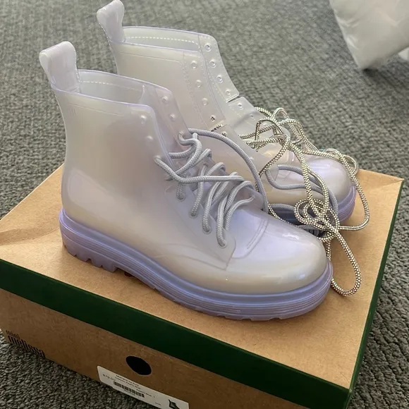 Mini Melissa irridecent combat boots. Never worn!