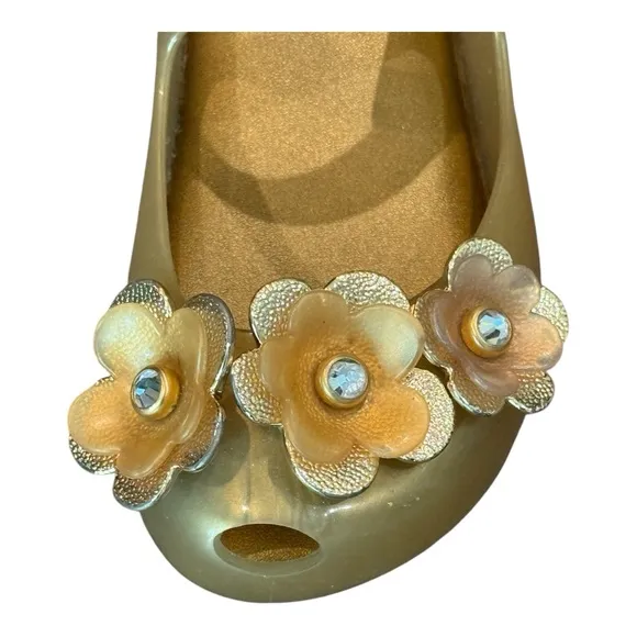 Mini Melissa Ultragirl gold flowers shoes