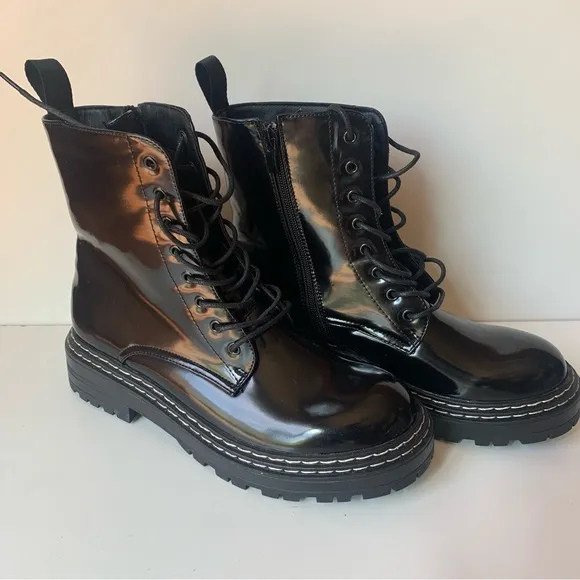 Misguided Women’s Black Combat Boots Lace Up  Size 9
