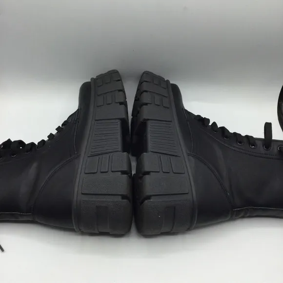 Miss Selfridge Adele Black PU Chunky Platform Combat Punk Goth Boots Lace Up