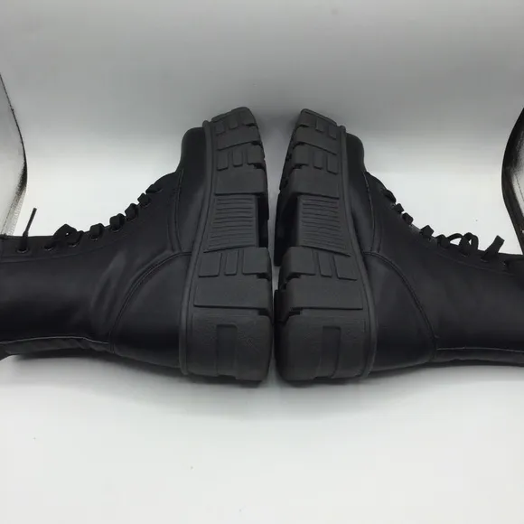 Miss Selfridge Adele Black PU Chunky Platform Combat Punk Goth Boots Lace Up