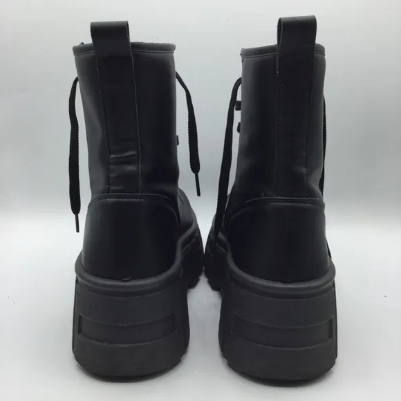 Miss Selfridge Adele Black PU Chunky Platform Combat Punk Goth Boots Lace Up