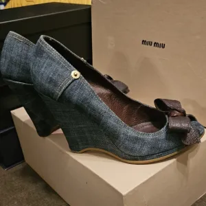 Miu Miu Denim peep toe Wedges 38