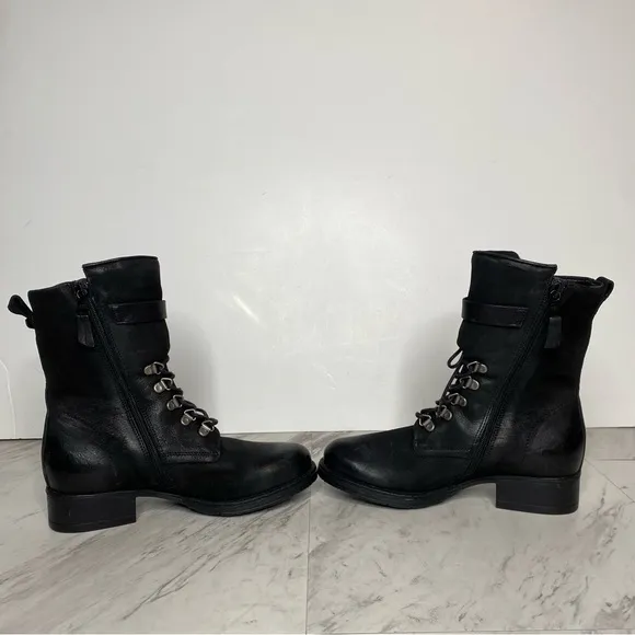 Miz Mooz Nerve Black Leather Lace Up Boot 6 36