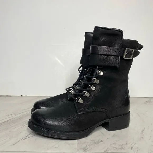 Miz Mooz Nerve Black Leather Lace Up Boot 6 36