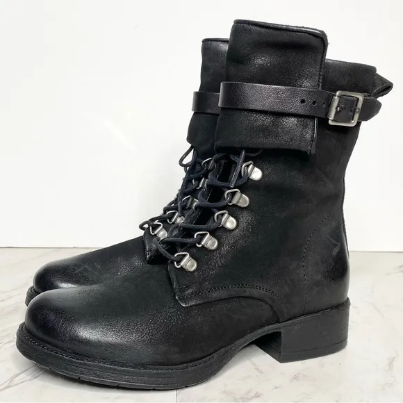 Miz Mooz Nerve Black Leather Lace Up Boot 6 36