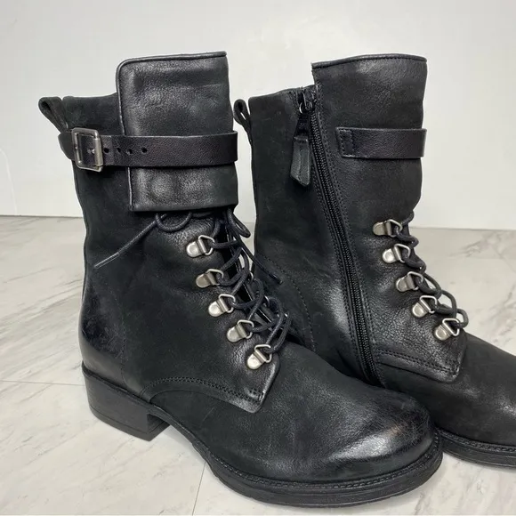 Miz Mooz Nerve Black Leather Lace Up Boot 6 36