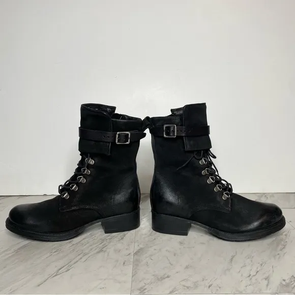 Miz Mooz Nerve Black Leather Lace Up Boot 6 36