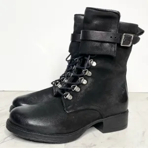 Miz Mooz Nerve Black Leather Lace Up Boot 6 36