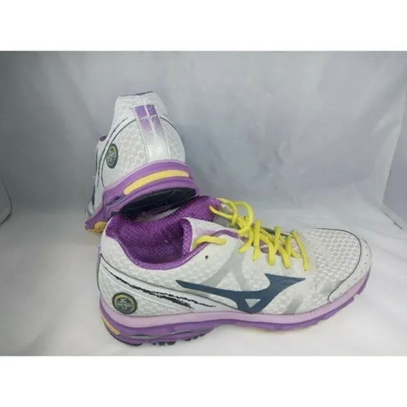 Mizuno Wave Rider 17 Women's Sz‎ W 10 Lightweight Running Shoes White BLK/Purple
