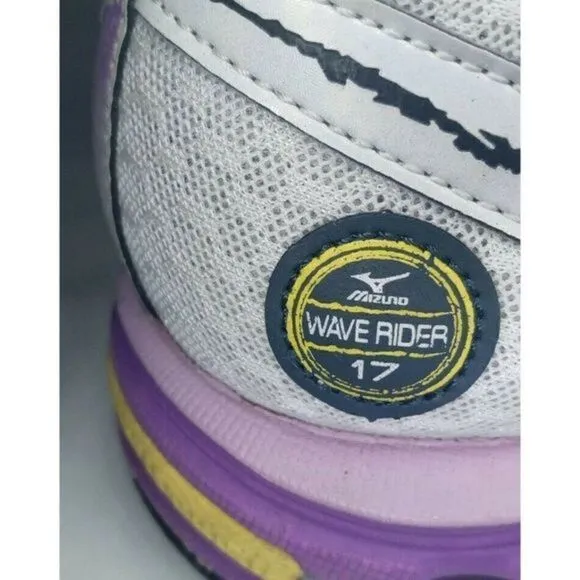 Mizuno Wave Rider 17 Women's Sz‎ W 10 Lightweight Running Shoes White BLK/Purple