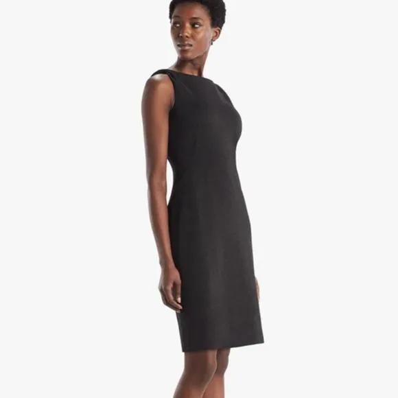 M.M. LaFleur The Lydia Dress Sheath Boat Neck Textured Ponte Cinder Charcoal 0