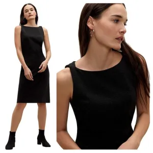 M.M. LaFleur The Lydia Dress Sheath Boat Neck Textured Ponte Cinder Charcoal 0