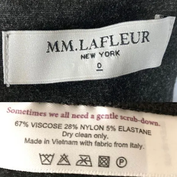 M.M. LaFleur The Lydia Dress Sheath Boat Neck Textured Ponte Cinder Charcoal 0
