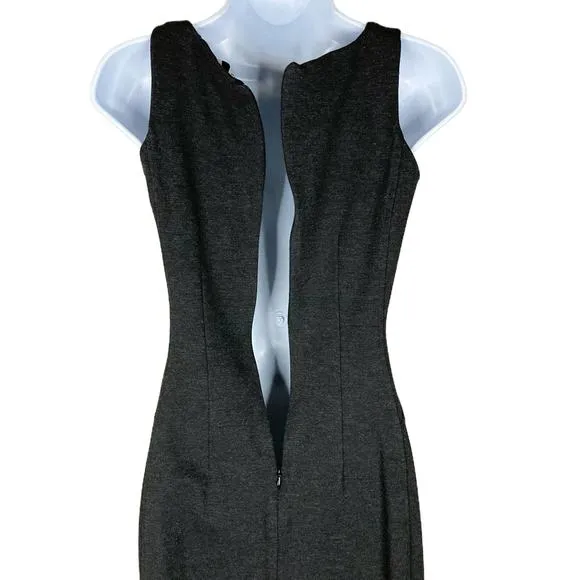 M.M. LaFleur The Lydia Dress Sheath Boat Neck Textured Ponte Cinder Charcoal 0
