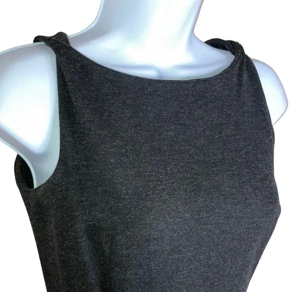 M.M. LaFleur The Lydia Dress Sheath Boat Neck Textured Ponte Cinder Charcoal 0