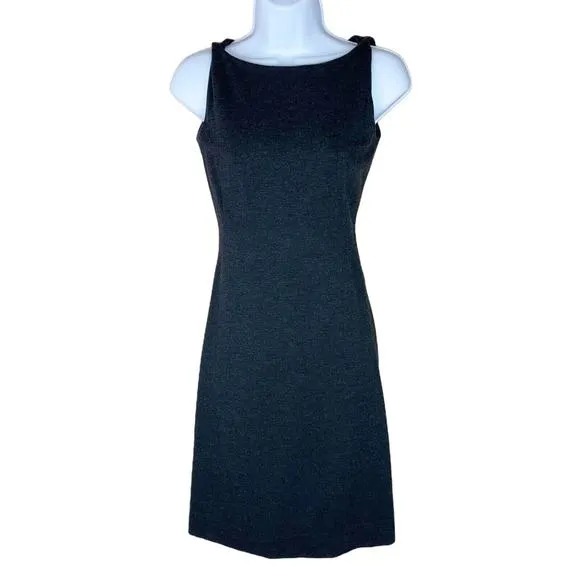 M.M. LaFleur The Lydia Dress Sheath Boat Neck Textured Ponte Cinder Charcoal 0